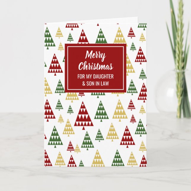 Modern Träd-dotter och son i Law God jul Kort (Framsida)
