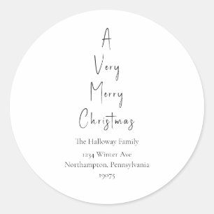 Modern Träd-kuvertförsegling i mycket God jul Runt Klistermärke