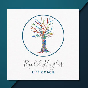 Modern Träd Life Coach Square Fyrkantigt Visitkort