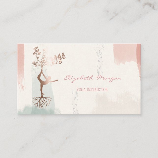 Modern Träd Silhouette,Vattenfärgspenseldrag Visitkort (Framsida)