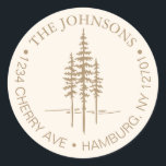 Modern Träd Skog Rustik Bröllopsreturadress Runt Klistermärke<br><div class="desc">Modern Träd Skog Rustik Bröllopsreturadress etikett Oavsett om du gifter dig i din hemstad eller säger "ja" mot bakgrund av en mystisk skog, smälter vår bröllopssamling elegant och minimalistiskt för att sätta tonen för din speciella dag. Anpassningsalternativ finns tillgängliga för att säkerställa att dina designer är en sann reflektion av...</div>