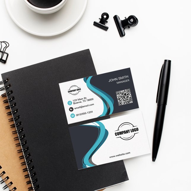 Modern trådlös Professionell Visitkort (Modern Blue Swirl Business Cards)