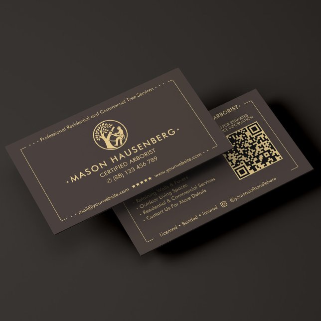 Modern Trädservice Entreprenör Arborist Espresso Visitkort (Modern Tree Service Contractor Arborist Espresso Business Card
)