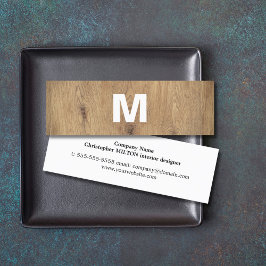 Modern träfet Monogram Insida-designer Mini Visitkort