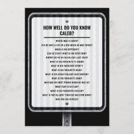 Modern traffic sign quiz party game inbjudningar