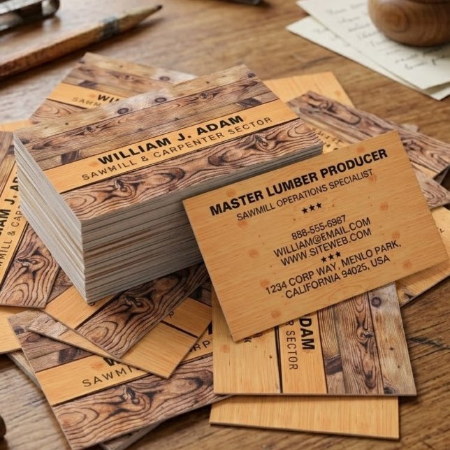 (MODERN TRÄKONSTRUKTION) SÅGVERK / SNICKERI VISITKORT (Wood working Carpenter Cards)