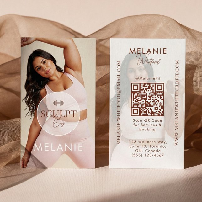 Modern Tränare Fitness Influencer Foto Visitkort (Modern Personal Trainer Fitness Influencer Photo Business Card)