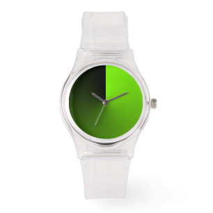 Modern transparent med svart och grus-Grönt-upprin Armbandsur