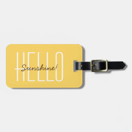 Modern Travel Hej Sunshine Gult Typography Bagagebricka