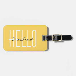 Modern Travel Hej Sunshine Typography Gult Bagagebricka