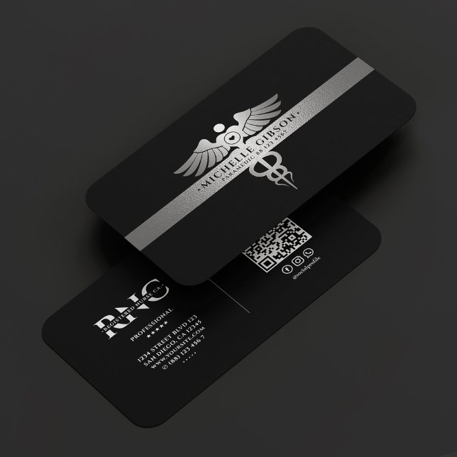 Modern Travel Nurse Caduceus Black Silver Visitkort (Modern Travel Nurse Caduceus Black Silver Business Card
☆★
☆★
☆★
☆★
☆★
(35653)
 | 
)