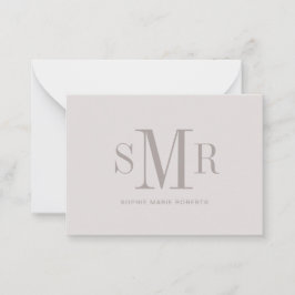 Modern tre brev-monogram initialer namn anteckningskort