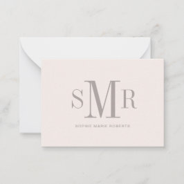 Modern tre brev-monogram initialer namn anteckningskort
