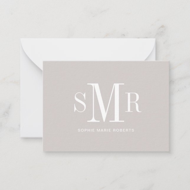 Modern tre brev-monogram initialer namn anteckningskort (Framsida)