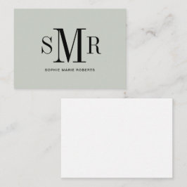 Modern tre brev-monogram initialer namn anteckningskort