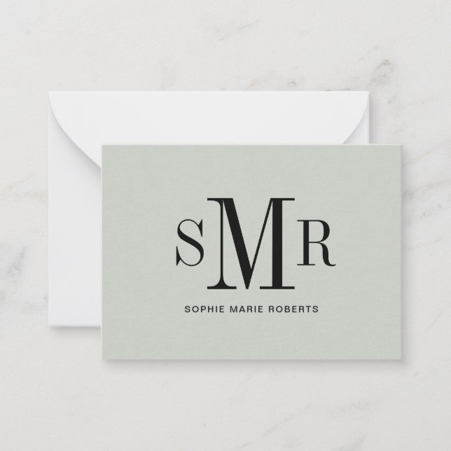 Modern tre brev-monogram initialer namn anteckningskort (Framsida)