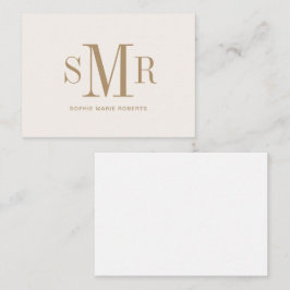 Modern tre brev-monogram initialer namn anteckningskort