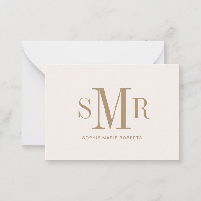 Modern tre brev-monogram initialer namn anteckningskort (Framsida)