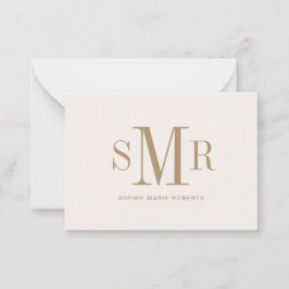 Modern tre brev-monogram initialer namn anteckningskort