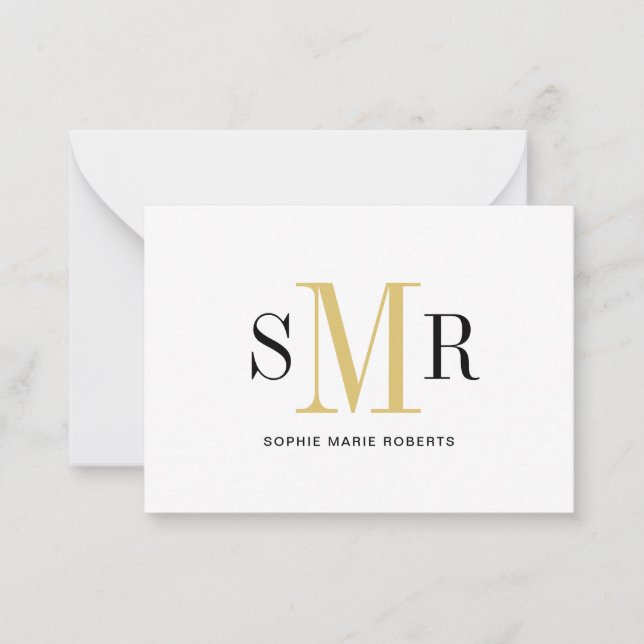 Modern tre brev-monogram initialer namn anteckningskort (Framsida)