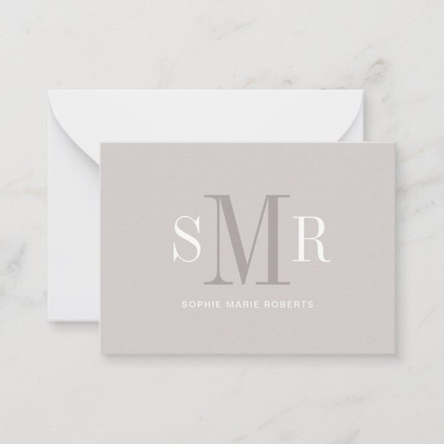 Modern tre brev-monogram initialer namn anteckningskort (Framsida)
