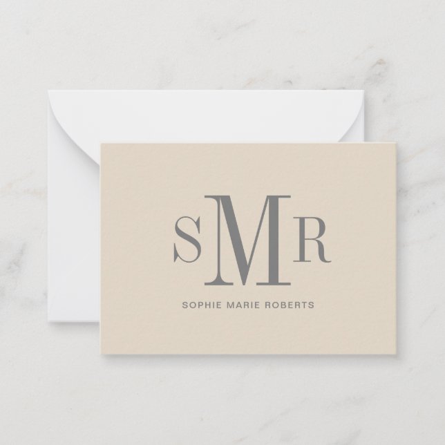 Modern tre brev-monogram initialer namn anteckningskort (Framsida)