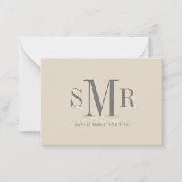 Modern tre brev-monogram initialer namn anteckningskort