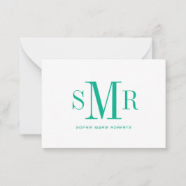 Modern tre brev-monogram initialer namn anteckningskort