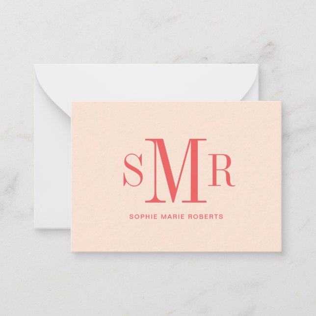 Modern tre brev-monogram initialer namn anteckningskort (Framsida)