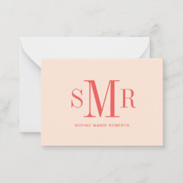 Modern tre brev-monogram initialer namn anteckningskort