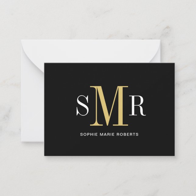 Modern tre brev-monogram initialer namn anteckningskort (Framsida)