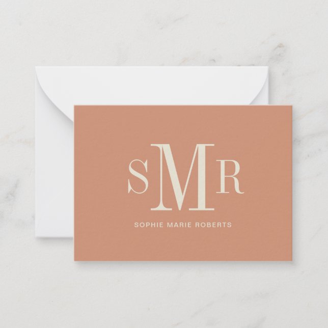 Modern tre brev-monogram initialer namn-lapp ca anteckningskort (Framsida)