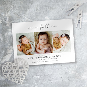 Modern tre foto Baby Birth Meddelande