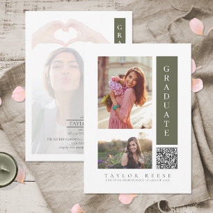 Modern, tre foto Studenten QR-kod ID1099 Inbjudningar