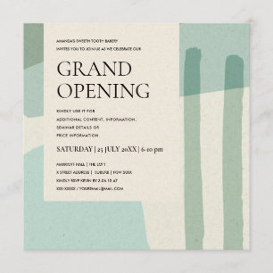 MODERN TRENDIG ABSTRAKT ART AQUA BLUE GRAND OPENIN INBJUDNINGAR