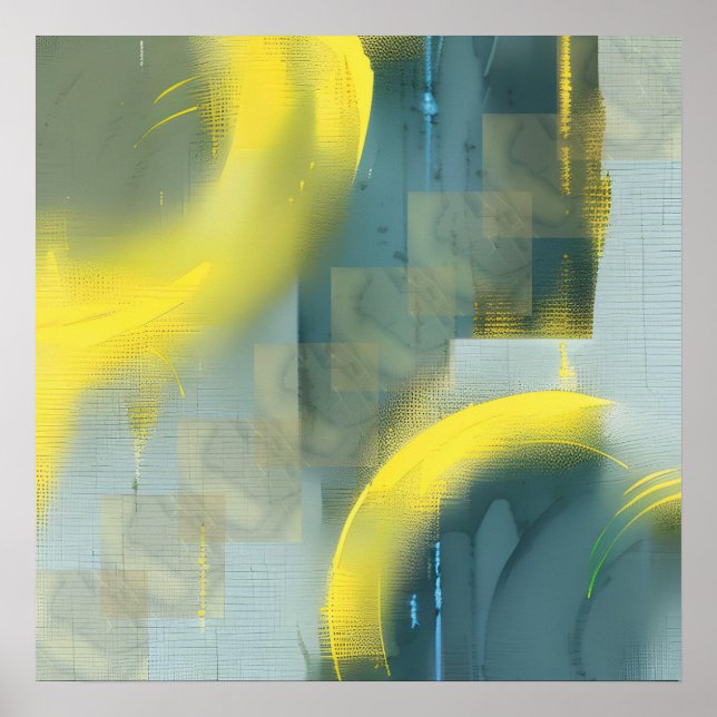 Modern Trendig Abstrakt Golden Art Mörk grönt Färg Poster (Framsidan)