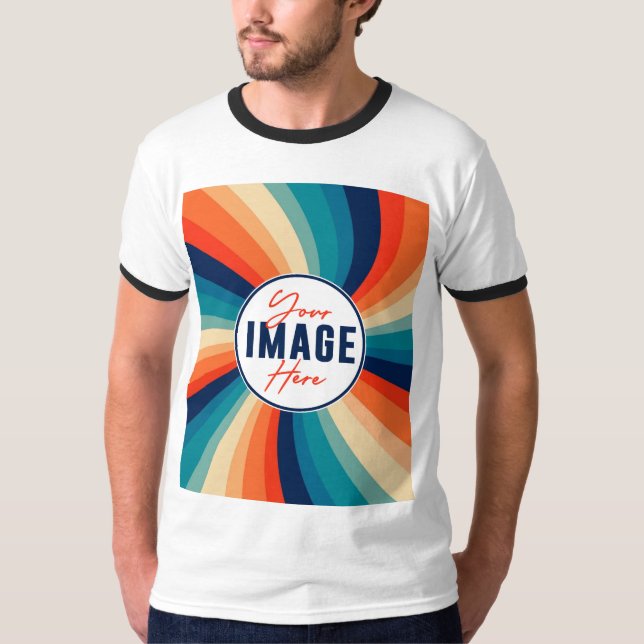 Modern Trendig Anpassningsbar Photo Basic Ringer T Shirt (Framsida)