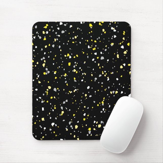 Modern Trendig Black Gult Terrazzo Mönster Musmatta (Med mus)