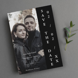 Modern Trendig Black Personlig Photo Couple Spara Datumet