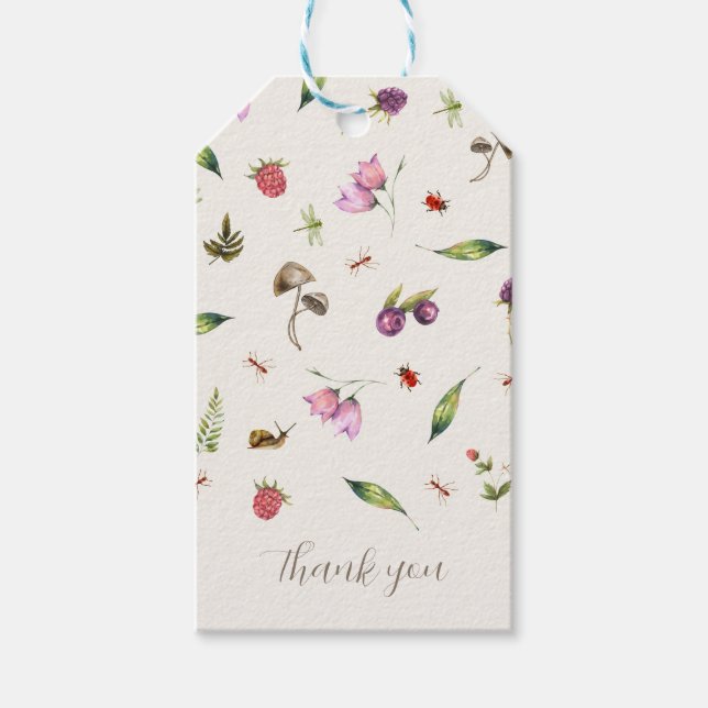 Modern Trendig Blommigt Kryp Woodland Tack Presentetikett (Framsidan)