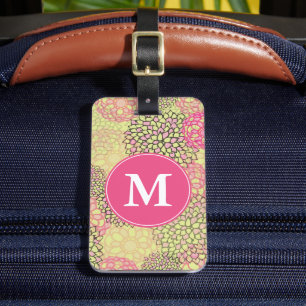 Modern Trendig Blommönster Monogram Bagagebricka