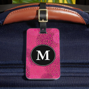 Modern Trendig Blommönster Monogram Bagagebricka