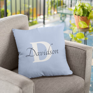 Modern Trendig Blue Monogram - startdekoration Kudde
