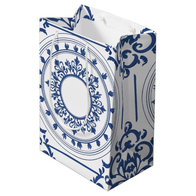 Modern trendig Blue White chinoiserie-blomman part (Baksidan Vinklad)