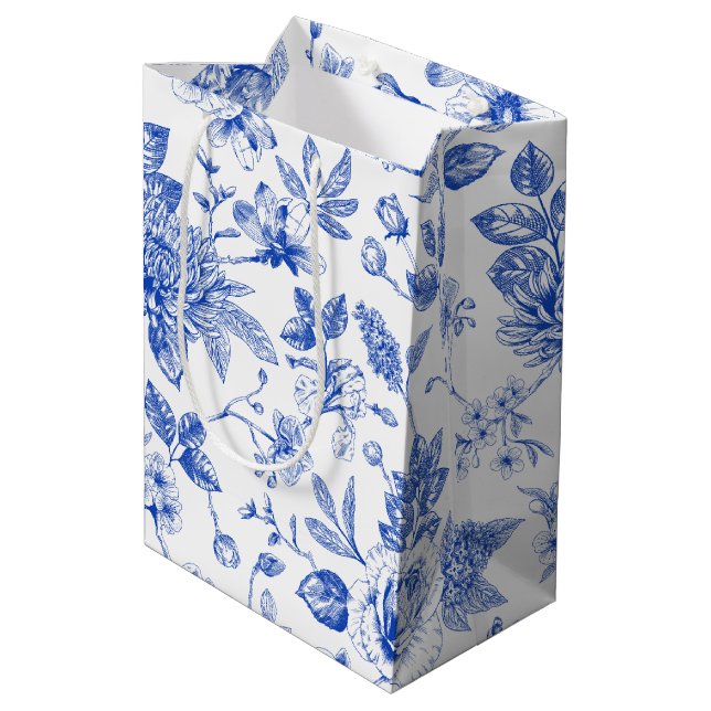 Modern trendig Blue White chinoiserie-blomman part (Baksidan Vinklad)