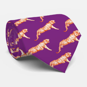 Modern Trendig Bright Orange Tiger på Lila Slips
