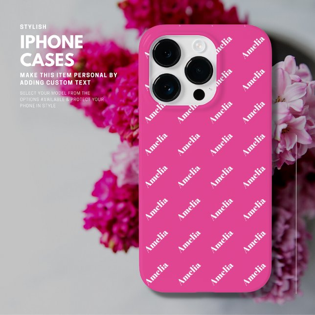 Modern Trendig Bright Rosa Monogram Namn Mönster (Skapare uppladdad)