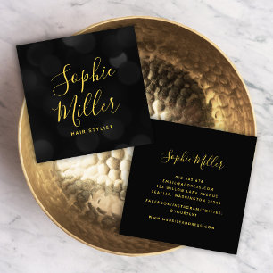 Modern Trendig Calligraphy Mörk Bokeh Ljus Fyrkantigt Visitkort
