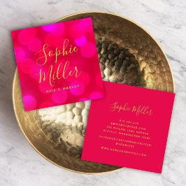 Modern Trendig Calligraphy Rosa Bokeh Ljus Fyrkantigt Visitkort