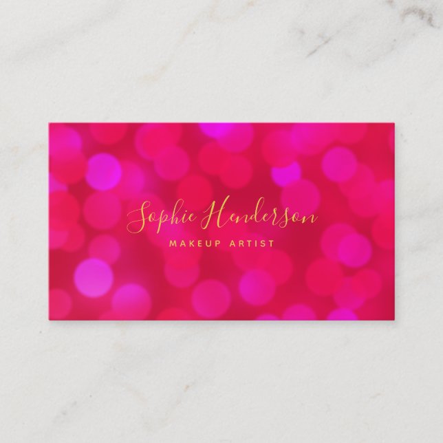 Modern Trendig Calligraphy Rosa Bokeh Ljus Visitkort (Framsida)